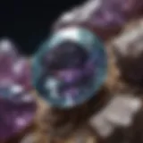 Close-up view of a polished alexandrite gemstone displaying its color-changing properties under different lighting.