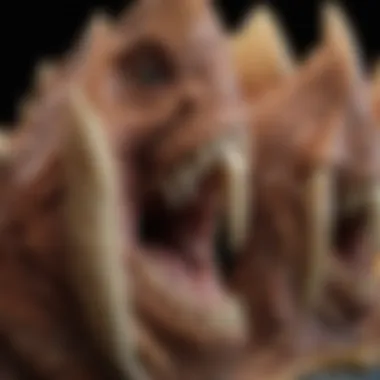 Detailed Examination of Serrated Teeth Close-up view of Tyrannosaurus rex teeth showing serration