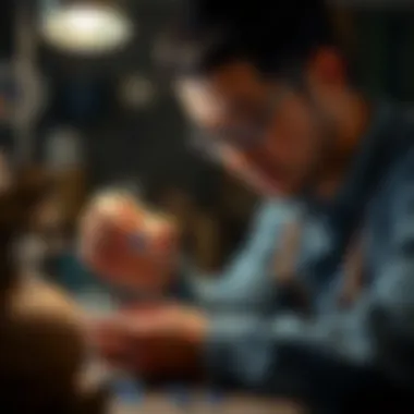 Artisan working meticulously to evaluate the quality of raw sapphire