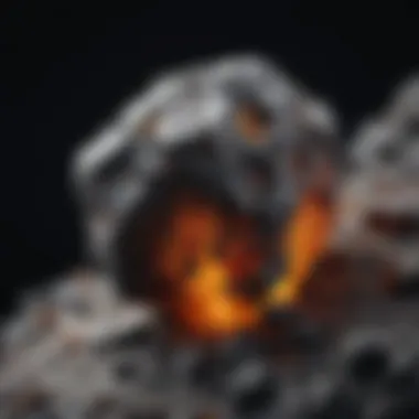 Stony meteorite under a microscope revealing its mineral structure