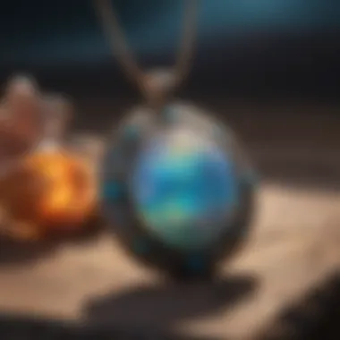 An elegant opal pendant surrounded by artistic elements representing cultural significance.