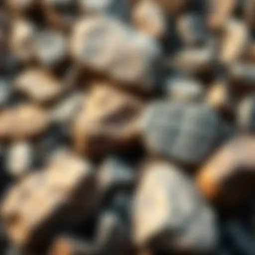 Close-up view of diverse rock types showcasing different textures and colors