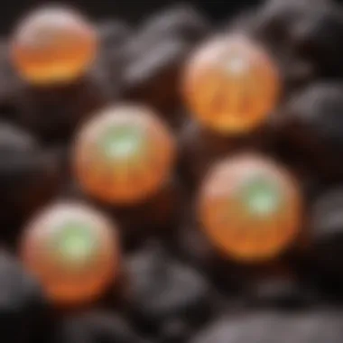 Close-up of Fluorescent Yooperlites Close-up of yooperlites showcasing their fluorescence under UV light