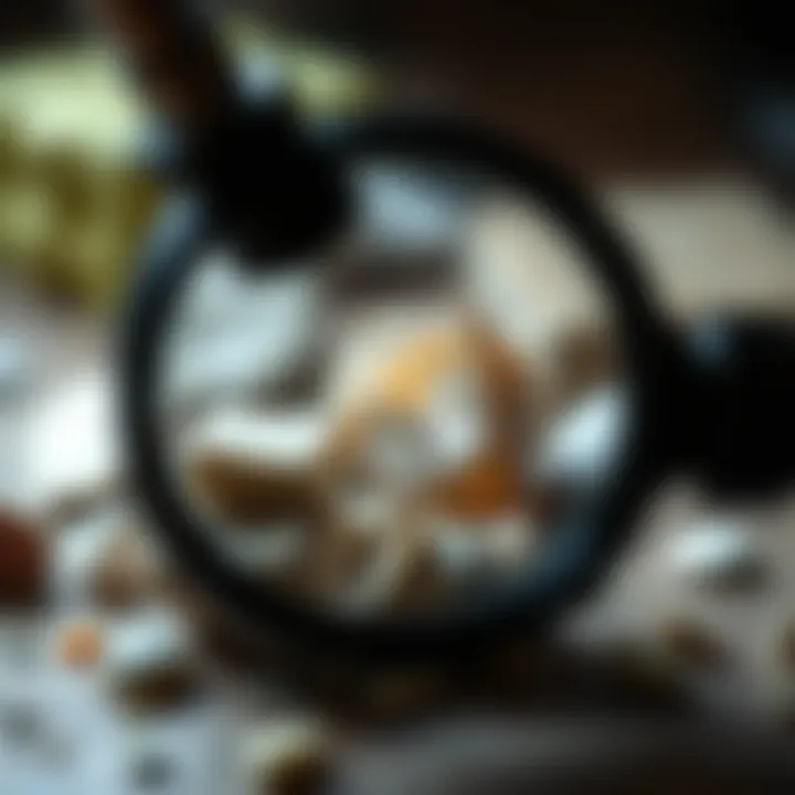 Geological Specimens Under Magnification Detailed examination of geological specimens using a loupe