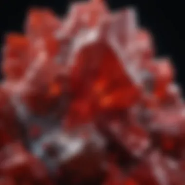 Vibrant Cinnabar Crystal Close-Up Stunning close-up of cinnabar crystal showcasing its vibrant red color and unique texture