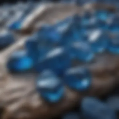 Dazzling Display of Clear Blue Stones A stunning collection of clear blue stones showcasing their vibrant hues and textures.