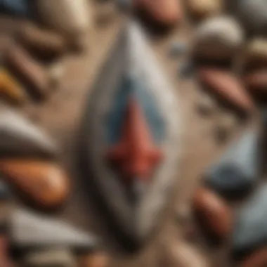 Ancient Craftsmanship in Stone Arrowheads Close-up view of a meticulously crafted stone arrowhead showcasing ancient craftsmanship