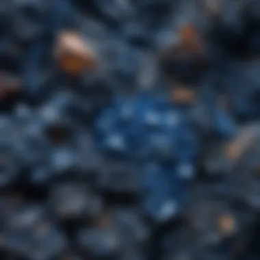 Intricate Textures of Azurite Crystal Close-up of vibrant blue azurite crystal highlighting its intricate textures