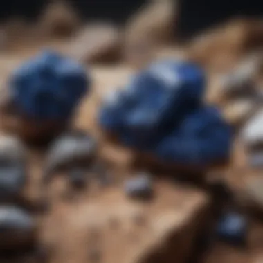 Natural Geological Formation of Azurite Natural formation of azurite in its geological context showing surrounding minerals