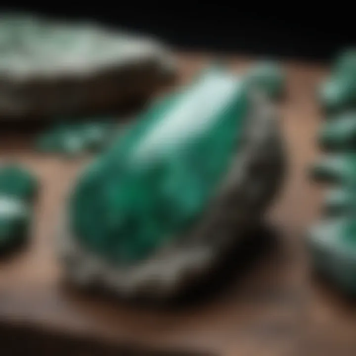 Ancient artifacts made from malachite reflecting its historical significance