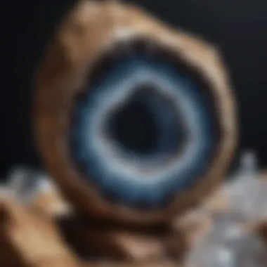 Cracked Geode with Crystal Formations A beautifully cracked geode revealing stunning crystal formations