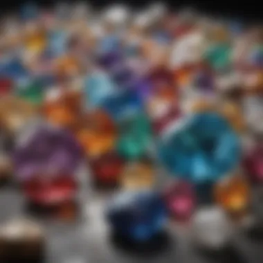 An elegant display of a variety of colorful gemstones arranged aesthetically