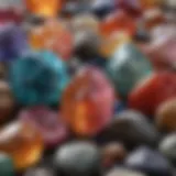 A stunning display of various decorative crystal rocks showcasing their vibrant colors and unique shapes.