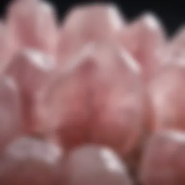 Close-up of authentic rose quartz displaying its natural inclusions and color variations