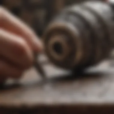 User handling a Dremel for intricate designs