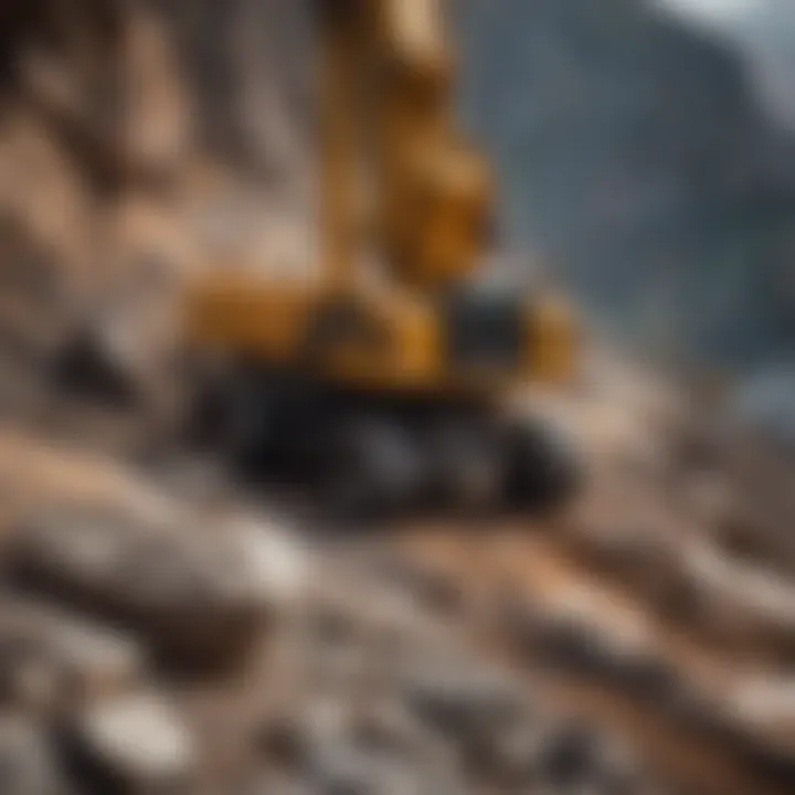 Drilling rig in action on rocky terrain