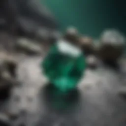 Close-up view of a vibrant emerald showcasing its rich green color and clarity