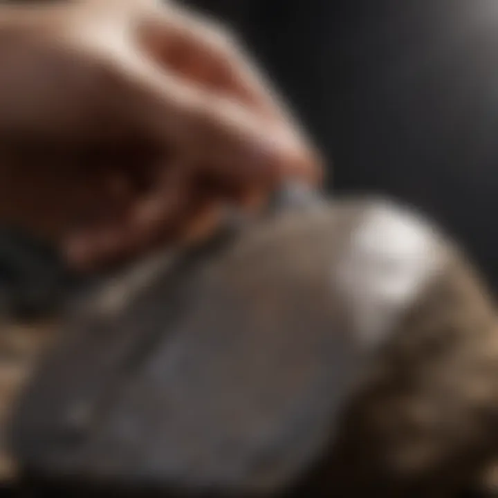 Close-up of a rock being polished, showcasing the transformation