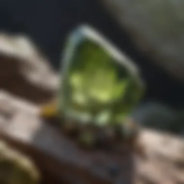 Olivine Embedded in Geological Matrix Natural rock formation containing olivine crystals in a geological context