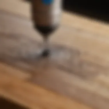 Dremel tool in action, engraving a wooden surface