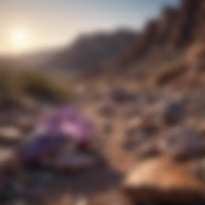 A panoramic view of Arizona's rugged landscape featuring amethyst deposits