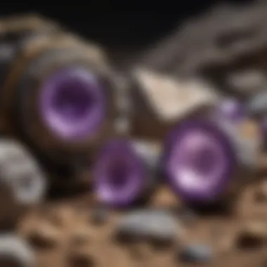 Detailed close-up of amethyst mining equipment