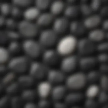 Decorative Arrangement of Black and White Stones A beautifully arranged display of various black and white stones in decorative settings