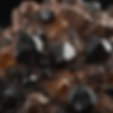 Mineral Composition of Black Crystals with Brown Lines Illustration highlighting the mineral composition of black crystals with brown lines