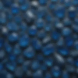 A stunning collection of blue translucent crystals showcasing varying shapes and sizes.