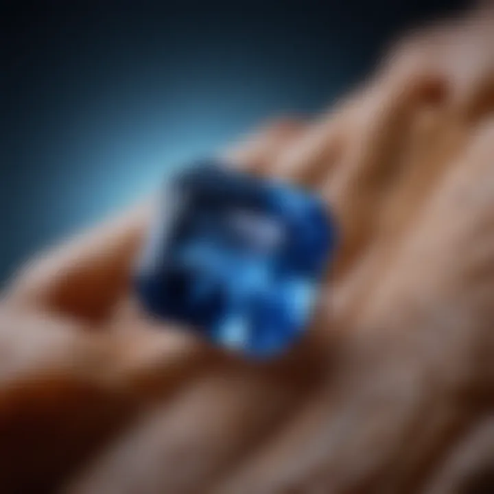 A stunning close-up of a California sapphire showcasing its vibrant blue hue and clarity.