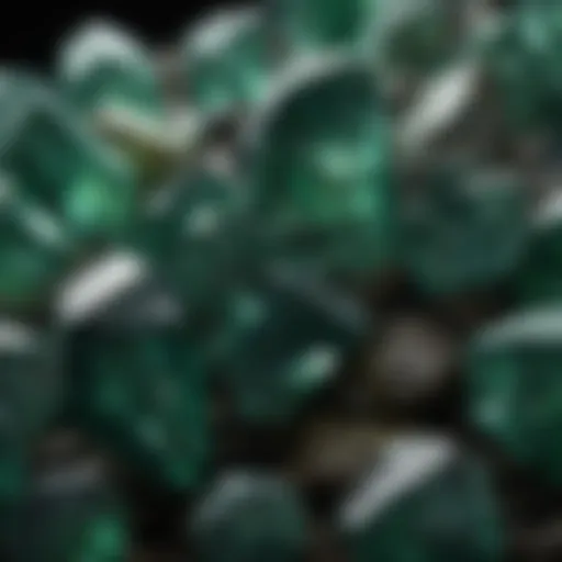 A variety of dark green crystals showcasing their unique textures and shapes