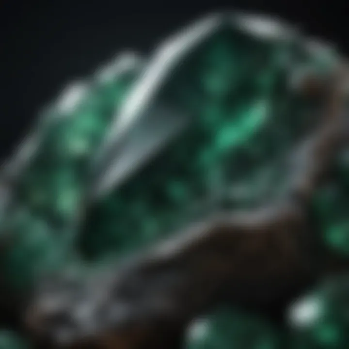 An exquisite dark green gemstone showcasing its rich color and texture.