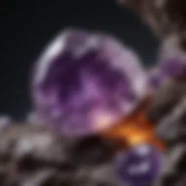 Geological Formation of Amethyst A geological image illustrating the formation process of amethyst within volcanic rock layers.