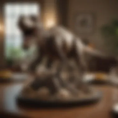 Dinosaur Fossil Centerpiece for Dining Elegance Dinosaur fossil centerpiece at an elegant dining table