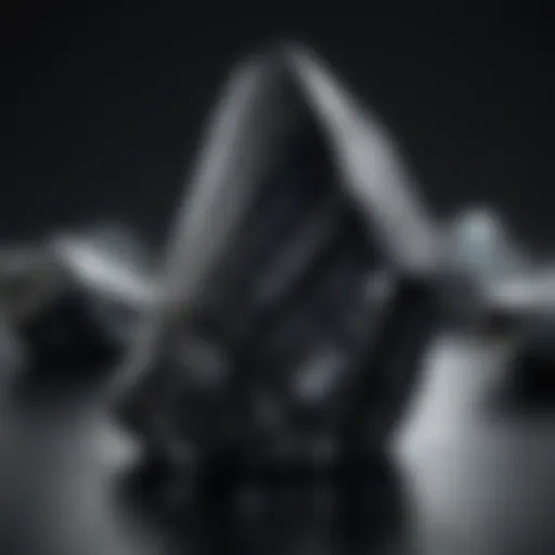 Close-up of a stunning black tourmaline crystal showcasing its natural facets