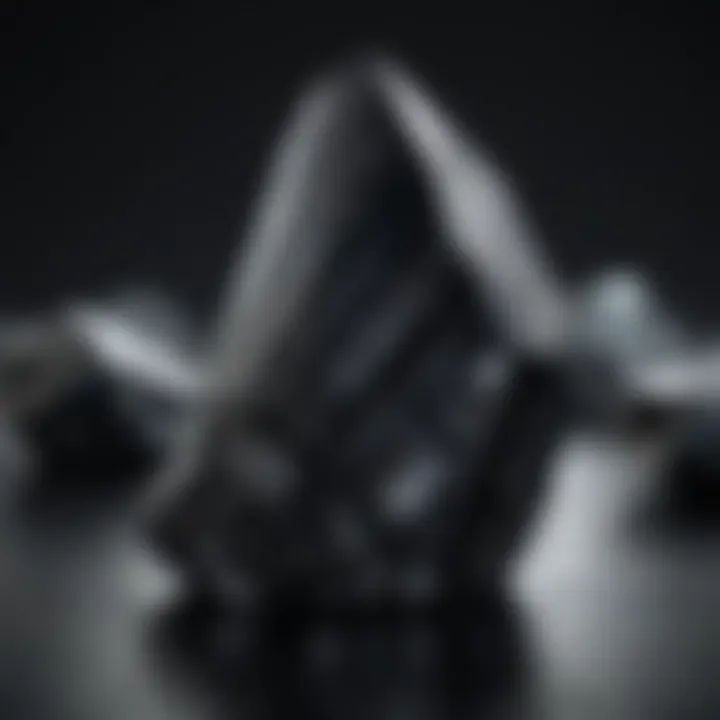Close-up of a stunning black tourmaline crystal showcasing its natural facets