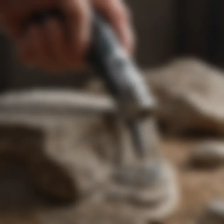 Dremel stone cutter in use on a rock