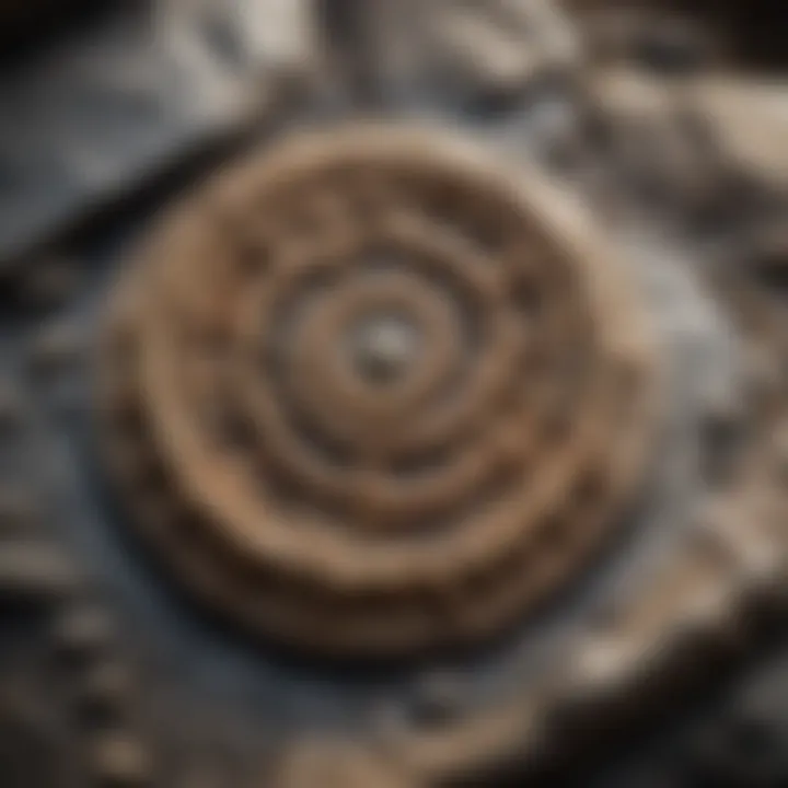 A close-up of a fossil embedded in rock, highlighting its intricate details.