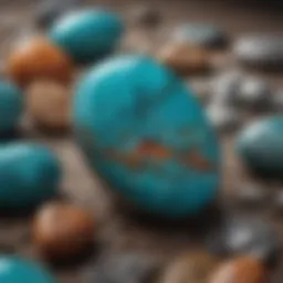 Close-up view of a high-quality turquoise cabochon showcasing its vibrant color and unique matrix patterns.