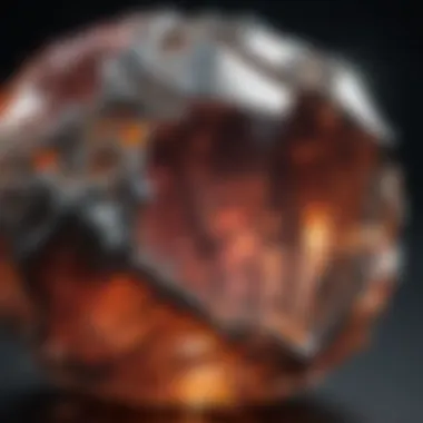 Close-up of a gemstone showing its unique facets and brilliance