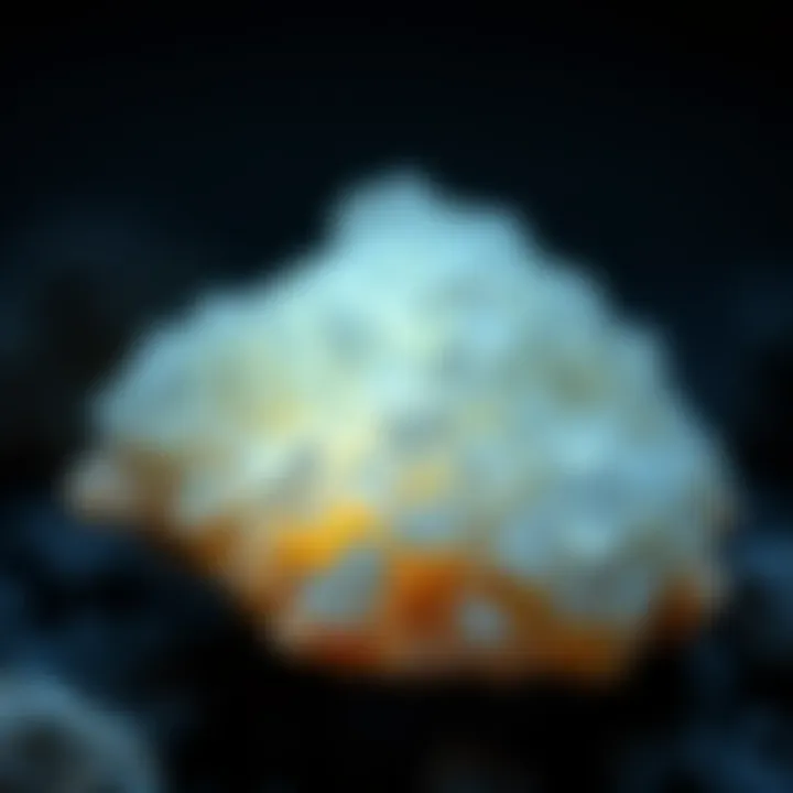 Luminescent Properties of Glow Minerals Close-up view of a glowing mineral specimen showcasing its luminescent properties