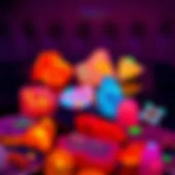 A stunning collection of various glow minerals under UV light