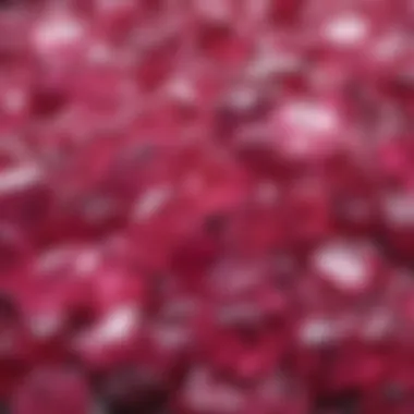 A collection of various hot pink crystals displayed together