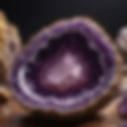 A stunning large amethyst geode showcasing its intricate interior