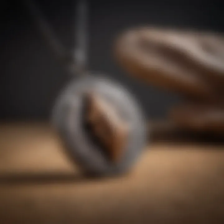 A knowledgeable collector examining a fossil pendant under natural light