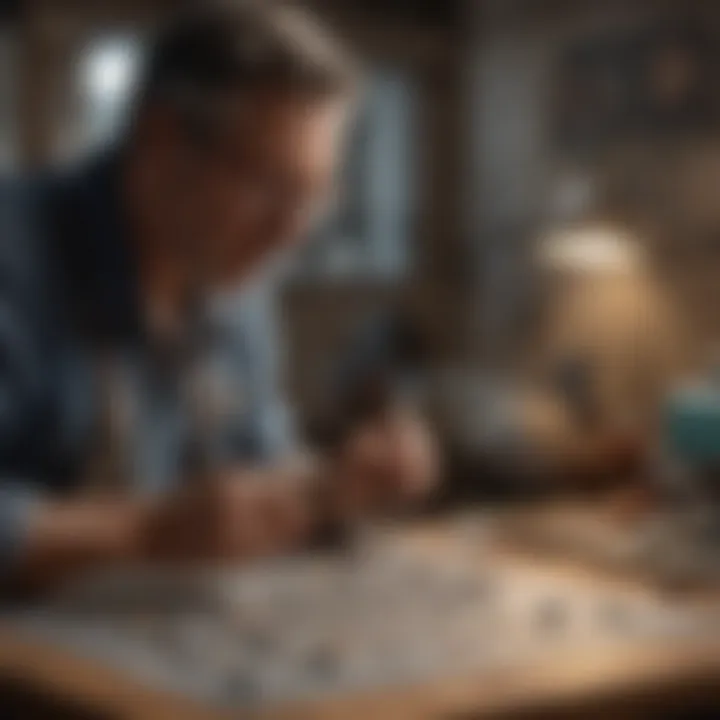 An artist applying a stencil to a gemstone during the crafting process.