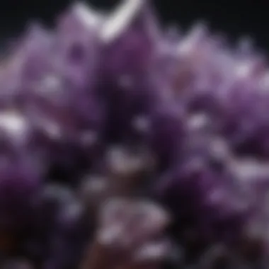 Deep Purple Hues of Amethyst Crystals Close-up view highlighting the deep purple hues of amethyst crystals
