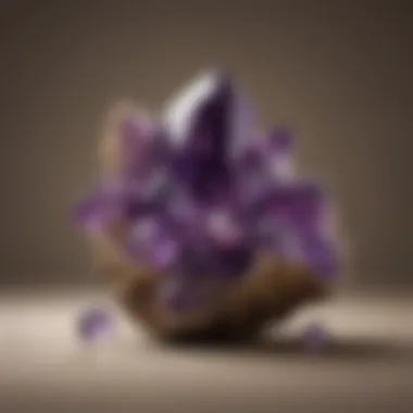 Elegant Large Amethyst Cluster An elegant amethyst cluster set against a neutral background