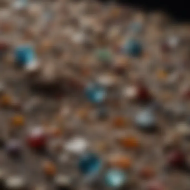 Close-up of various gemstones found during sifting