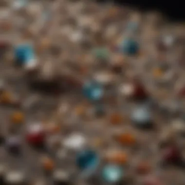 Treasures Unearthed Close-up of various gemstones found during sifting